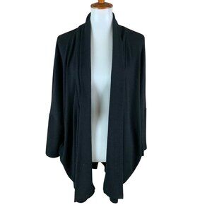 Cupcakes And Cashmere Black Open Front Cardigan M Drape Knit Lightweight Layer